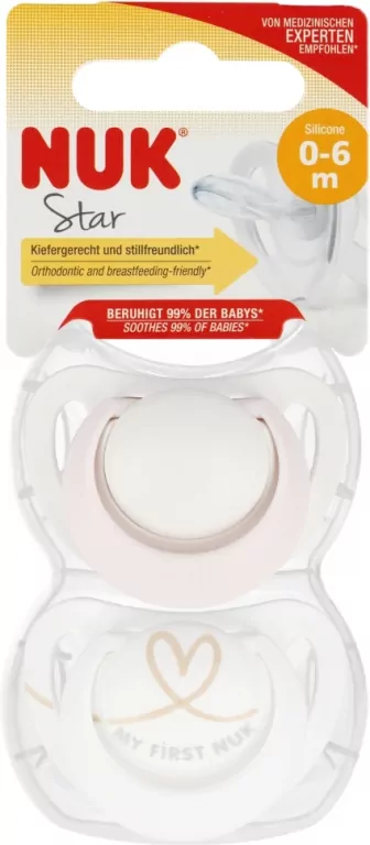 NUK. Star. Smoczki. 0-6 miesięcy. Różowy i biały - tantis.pl