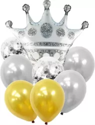 Zestaw balonów Korona srebrna 9el