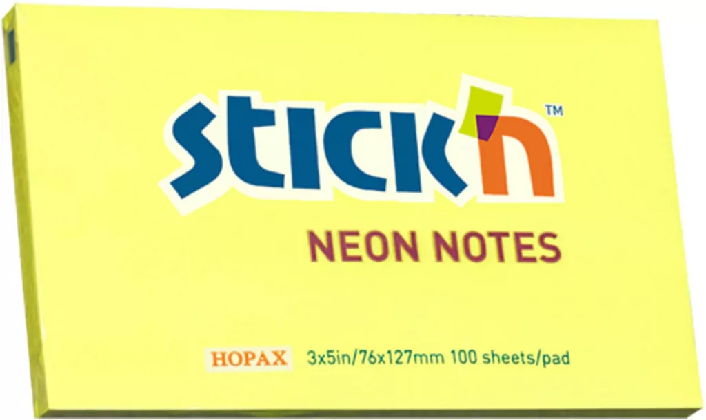 Notes samoprzylepny żółty neon 127 x 76 mm - tantis.pl