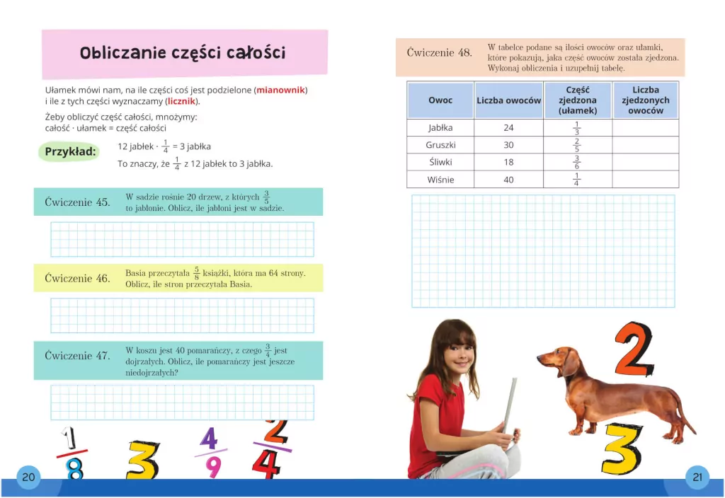 Ułamki. Matematyka, klasa 4-6. Mądry uczeń - tantis.pl