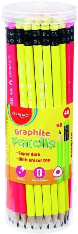 Ołówek drewniany z gumką fluo trójkątny - tantis.pl