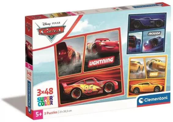 Clementoni. Puzzle 3x48. Super Kolor. Cars - tantis.pl