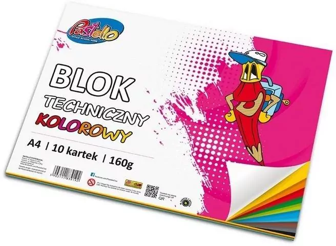 Blok techniczny A4 160g kolorowy 10 kartek - tantis.pl