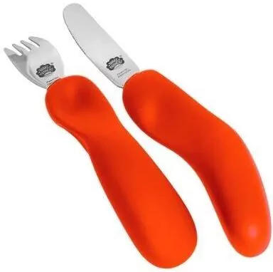 Nana's Manners Sztućce kształtujące chwyt pomarańczowa czerwień - tantis.pl