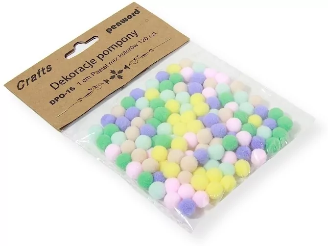 Dekoracje pompony 1cm pastel mix kolorów - tantis.pl