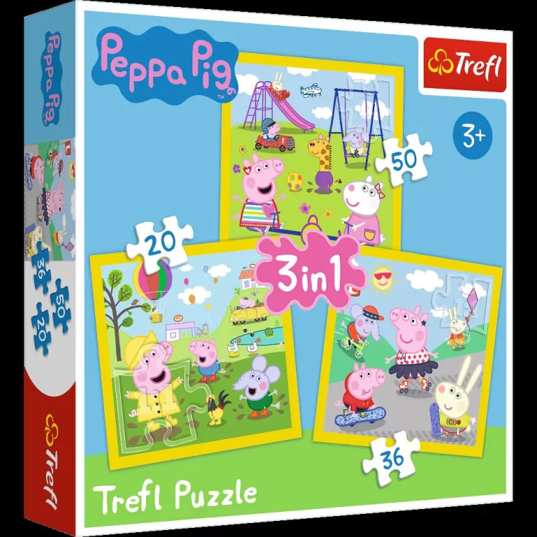 Trefl. Puzzle 3w1. Świnka Peppa. Wesoły dzień - tantis.pl