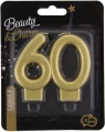 Świeczka cyferka 60 Beauty&Charm metalik złota 8cm - tantis.pl