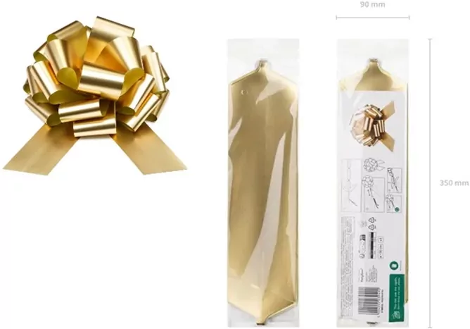 Kokarda dekoracyjna DIY jasny złoty 30cm - tantis.pl