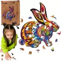 Puzzle drewniane eko 60. Puszysty królik A4 - tantis.pl