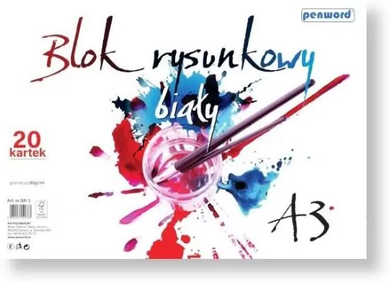 Blok rysunkowy A3 biały 80g 20 kartek