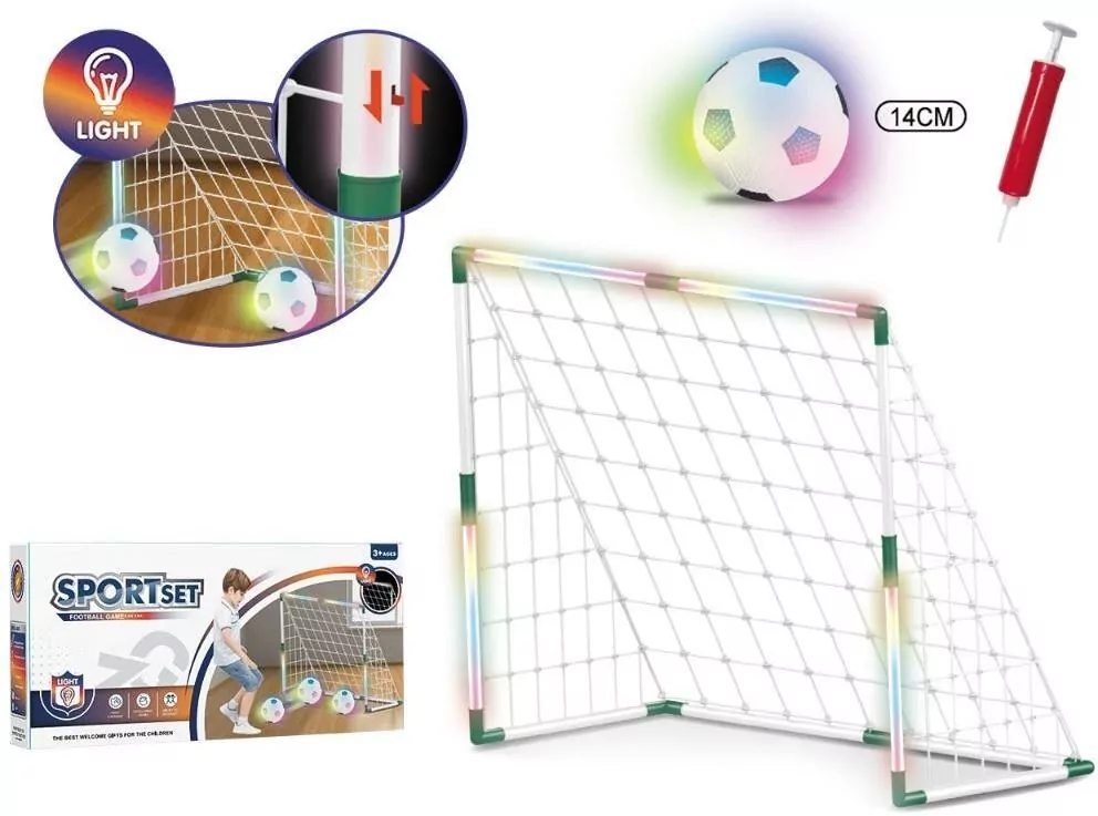 Zestaw z bramką LED + piłka 14cm LED + pompka - tantis.pl