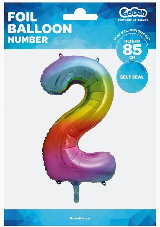 Balon foliowy 2. Tęczowa 85cm - tantis.pl