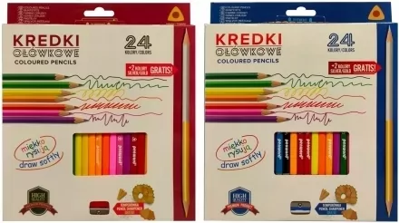 Kredki ołówkowe trójkątne 24 kolory z temperówką, mix - tantis.pl