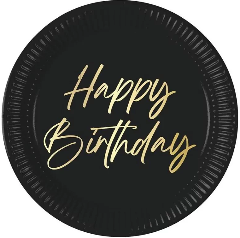 Talerzyki papierowe Happy Birthday 23cm - tantis.pl