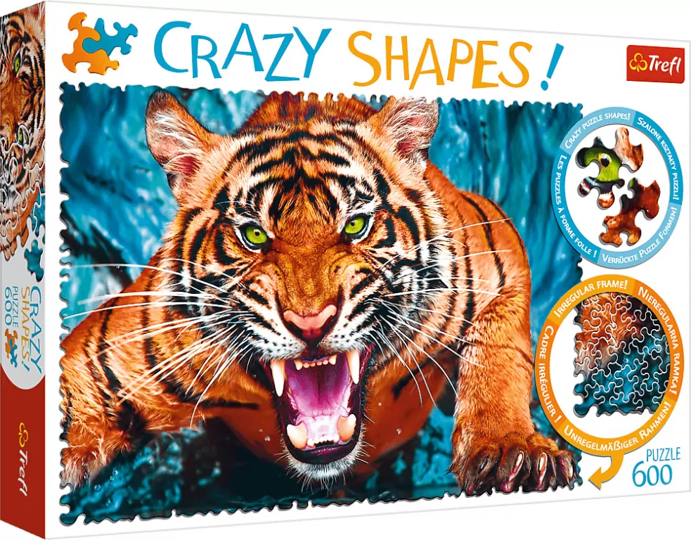 Puzzle 600. Crazy Shapes! Oko w oko z tygrysem - tantis.pl