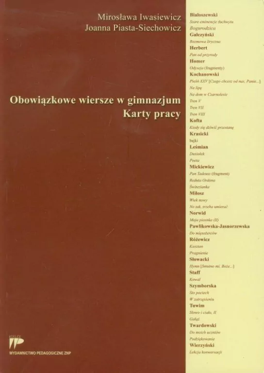 Obowiązkowe wiersze w gimnazjum. Karty pracy - tantis.pl