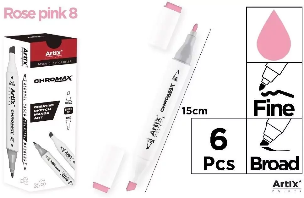 Marker Chromax z 2 końcówk. rose pink 8 - tantis.pl