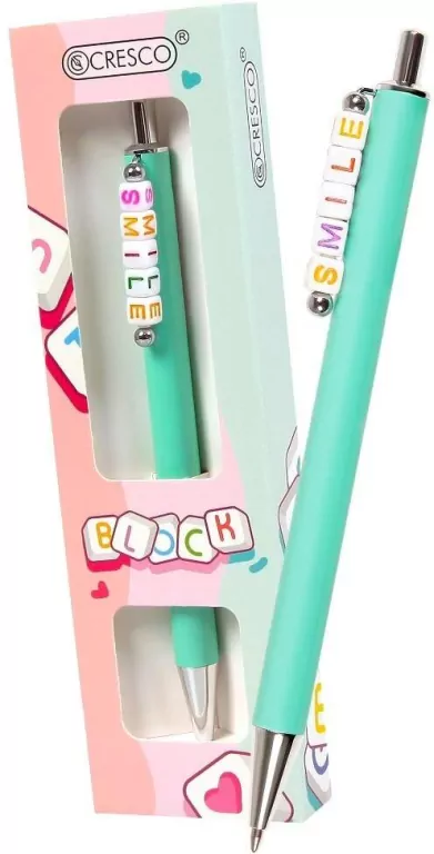Długopis Block z koralikami SMILE w etui zielony - tantis.pl