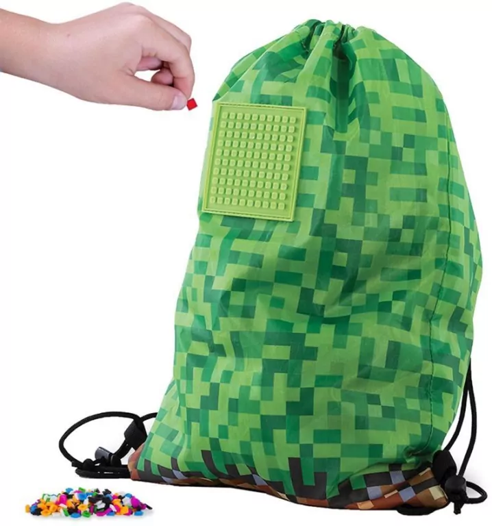 Worek szkolny na plecy. Kratka z zielonym panelem - tantis.pl