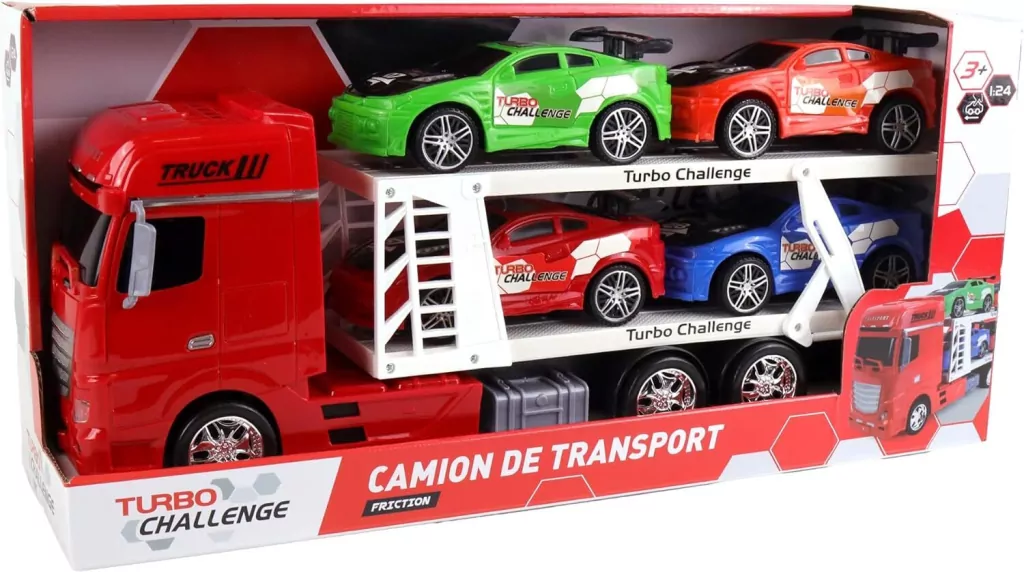 Samochód laweta + 4 pojazdy TURBO CHALLENGE - tantis.pl