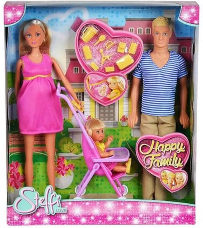 Lalka Steffi w ciąży z rodziną Kevin, bobas, Evi - tantis.pl