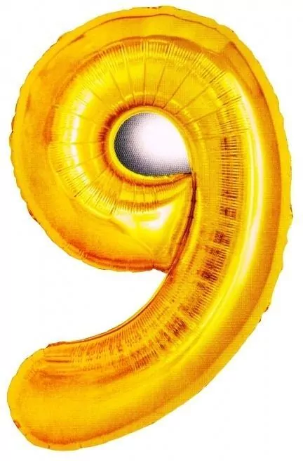 Balon foliowy złoty cyfra 9, wys.81 cm  BCF-955-9 - tantis.pl