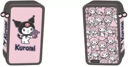 Piórnik potrójny z wyposażeniem Kuromi pink - tantis.pl