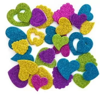 Naklejki z pianki brokat, serca