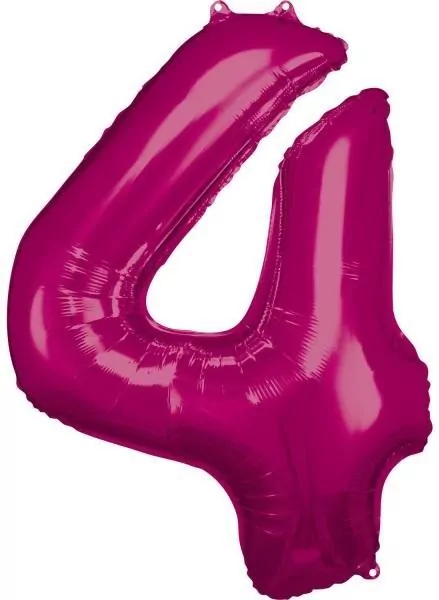 Balon foliowy cyfra 4 różowa 65x86cm - tantis.pl