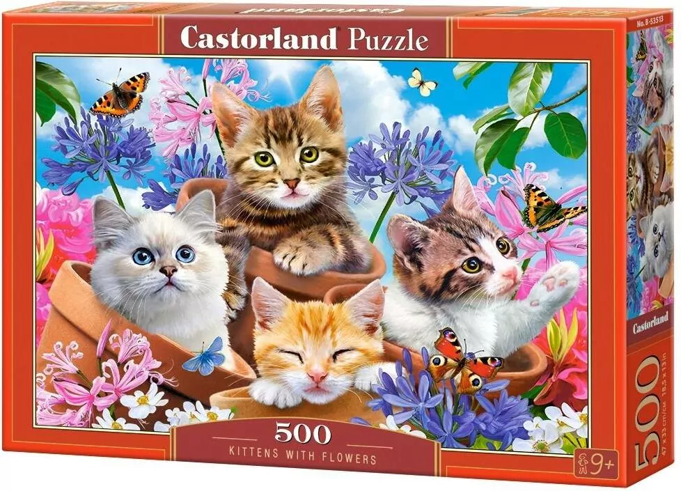 Puzzle 500. Kittens with Flowers.  B-53513 - tantis.pl