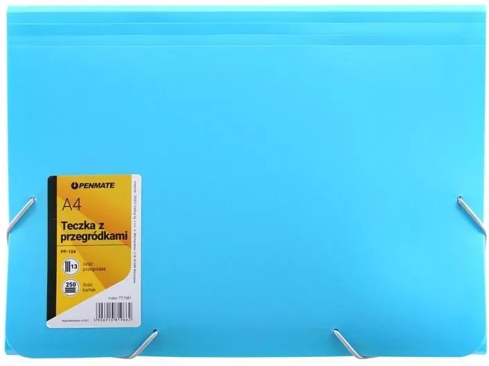 Teczka z przegródkami A4 PP-104 niebieska - tantis.pl