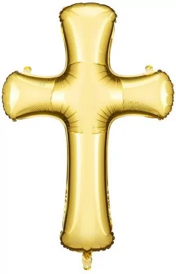 Balon foliowy Krzyż złoty 103.5x74.5cm - tantis.pl