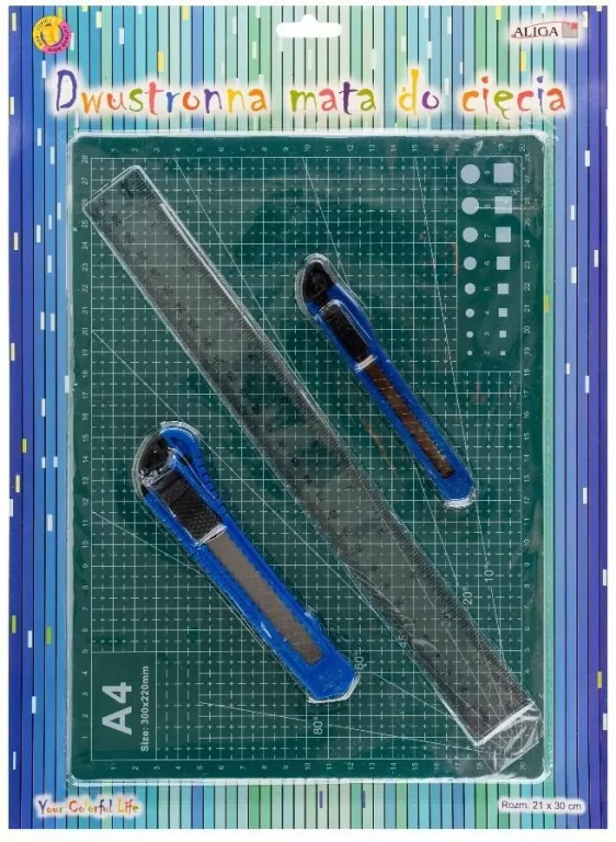 Mata do cięcia 21x30cm + 2 nożyki i linijka 30cm - tantis.pl