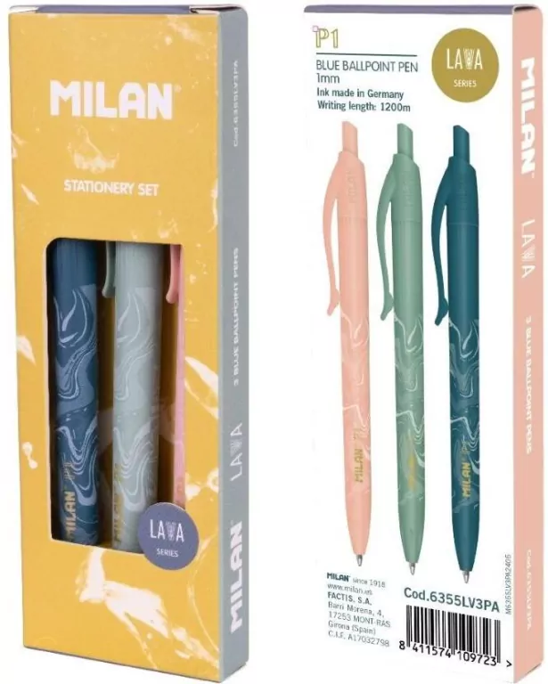 Długopis P1 Lava 3szt niebieski MILAN - tantis.pl