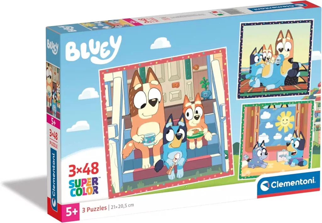 Clementoni. Puzzle 3x48. Super Kolor Bluey - tantis.pl