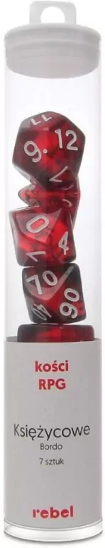 Komplet kości RPG bordo. Kamienie Księżycowe - tantis.pl