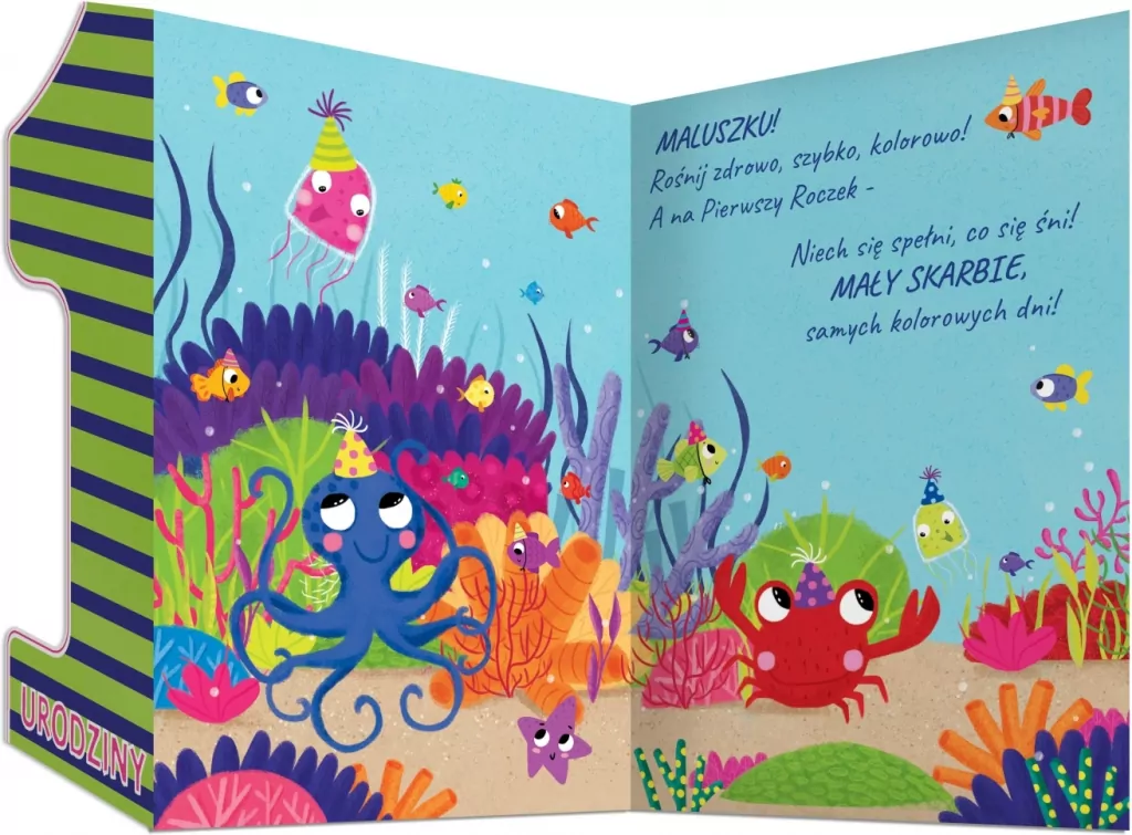 Karnet A5 Urodziny roczek - Konik morski - tantis.pl