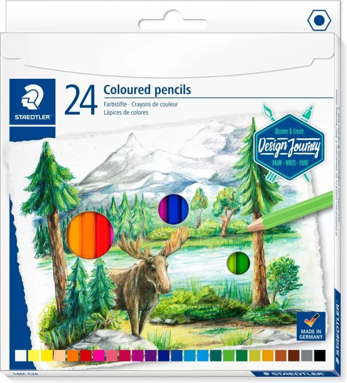 Kredki sześciokątne 24 kolory Design Journey - tantis.pl