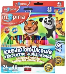 Kredki trójkątne dwustronne,24 sztuki, 48 kolorów