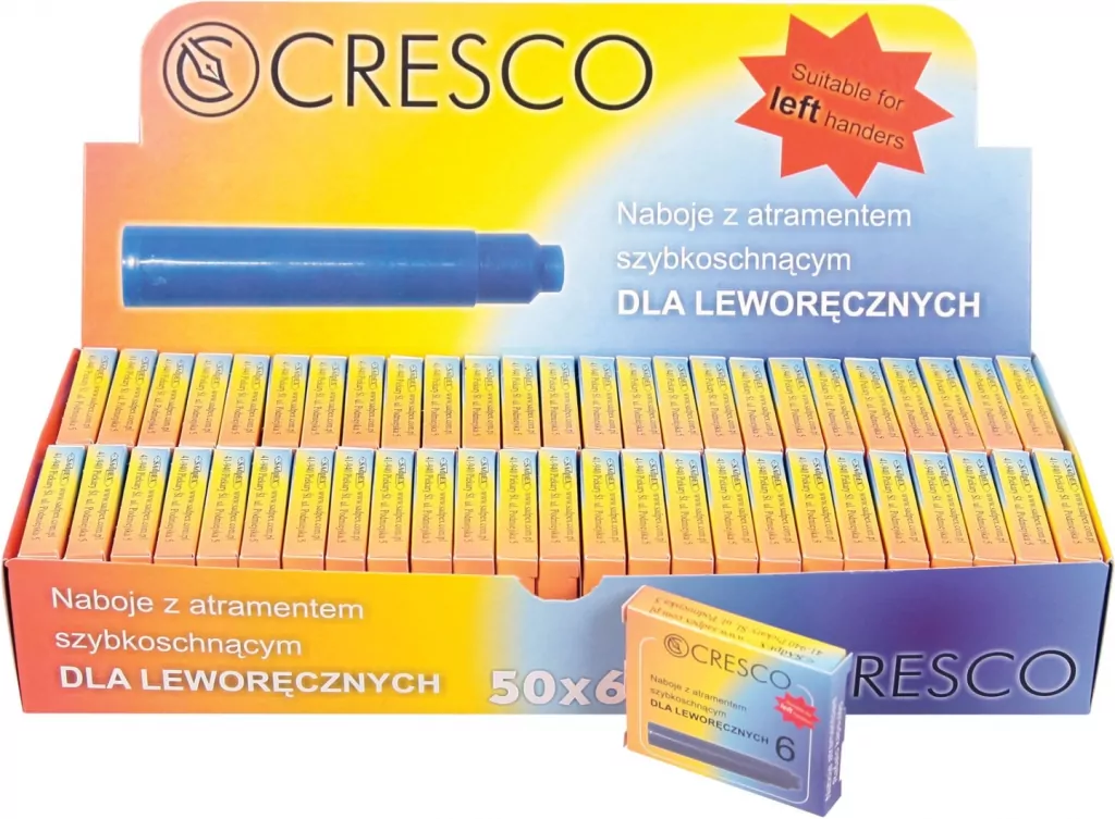 Naboje do piór niebieskie dla leworęcznych,  6 sztuk - tantis.pl