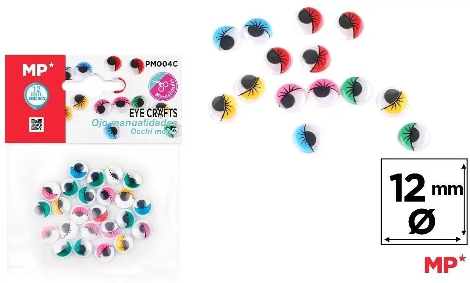 Oczy ruchome samoprzylepne kolorowe 12mm - tantis.pl