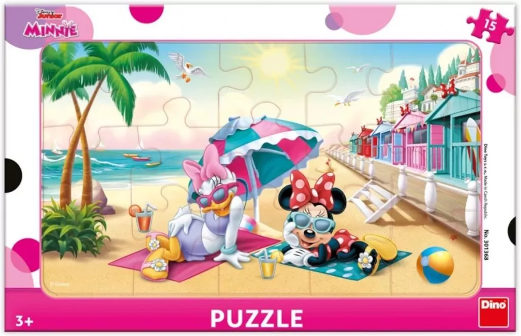 Puzzle 15 ramkowe Myszka Minnie Na plaży - tantis.pl