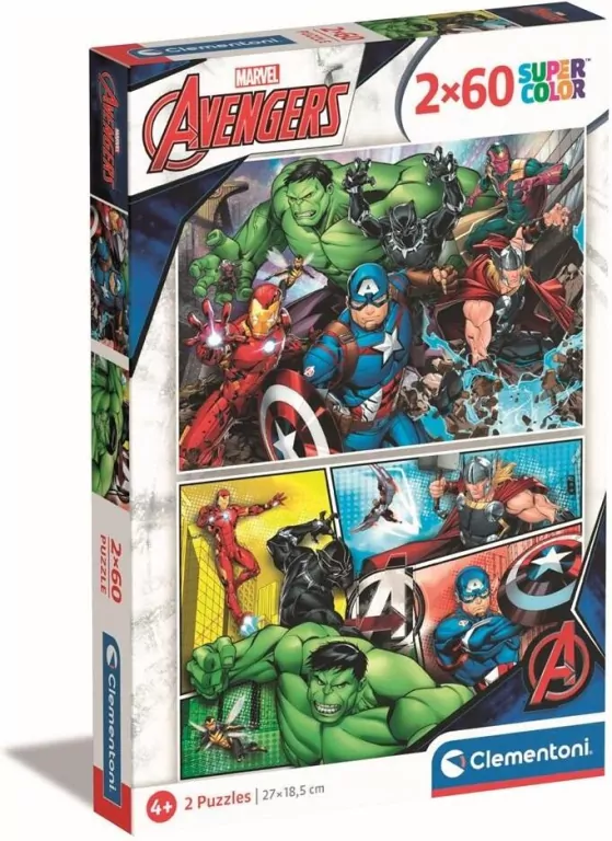 Clementoni. Puzzle 2x60. Super kolor. The Avengers - tantis.pl