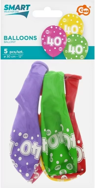 Balony 30cm. Liczba 40 urodziny - tantis.pl