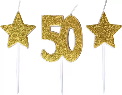 Świeczki urodzinowe 50 z gwiazdkami