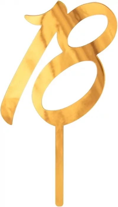 Dekoracja akrylowa na tort 18 urodziny złota - tantis.pl