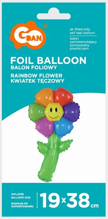 Balon foliowy kwiatek tęczowy 19x38cm - tantis.pl