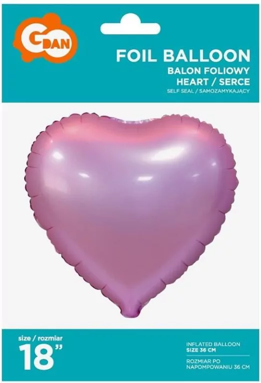 Balon foliowy Serce matowe różowe 45cm - tantis.pl