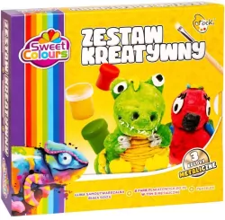 Zestaw kreatywny 8 farb + pędzelek + glina