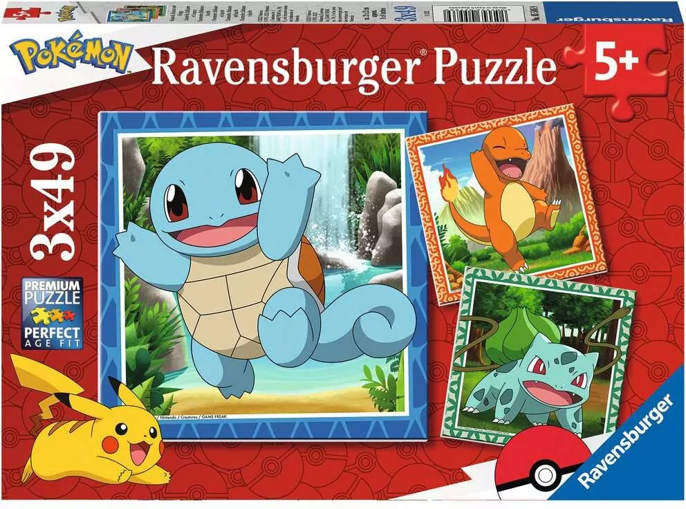 Pokemony. Puzzle 3x49 elementów - tantis.pl
